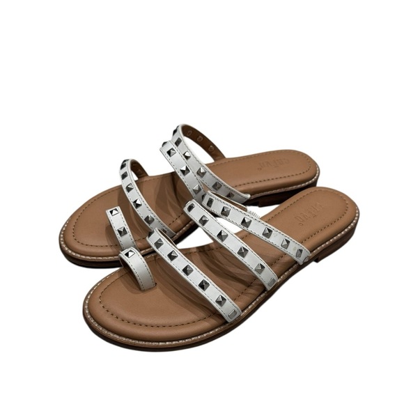 Women’s Crevo White Leather Polly Studded Strappy Slip-On Sandals: 6.5 - Picture 2 of 8